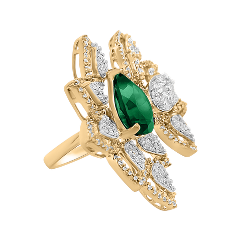 Blume Cocktail Ring (Green Stone)