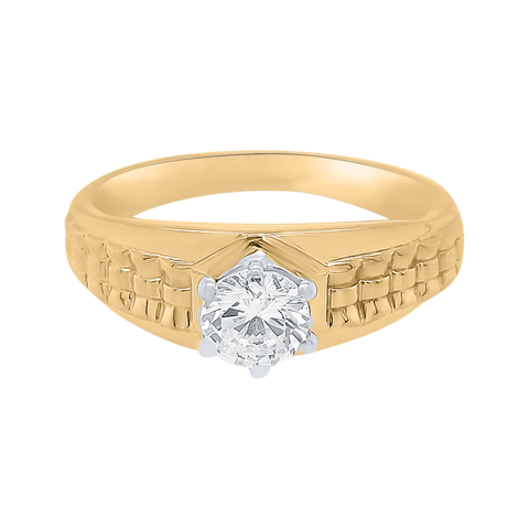 Men's solitaire ring in yellow gold