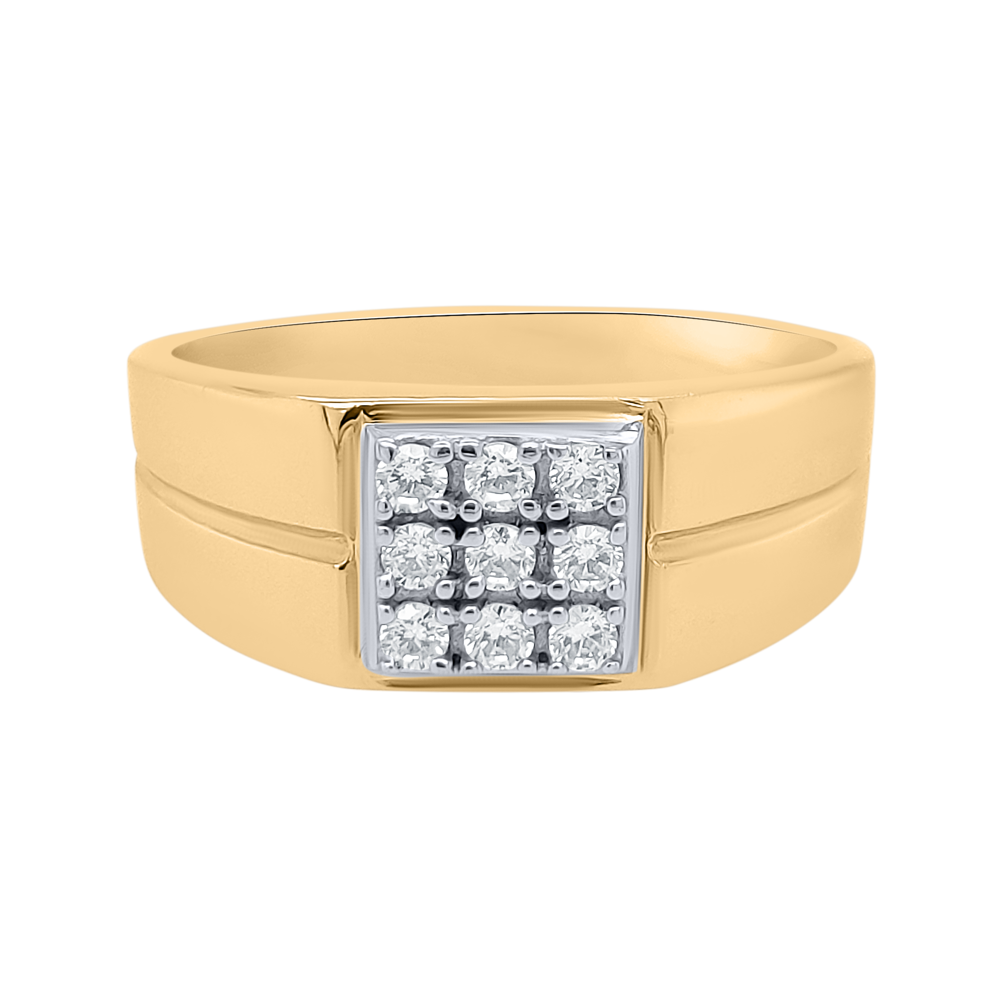 Yellow Gold Diamond Men's Ring With Watch Band Design