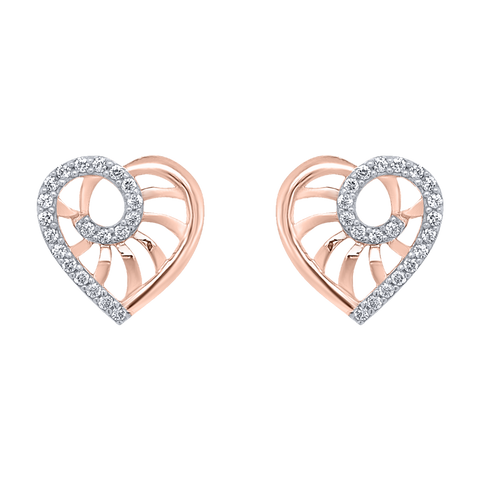 heart studs in rose gold