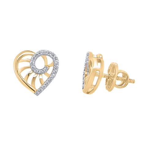 heart studs in yellow gold