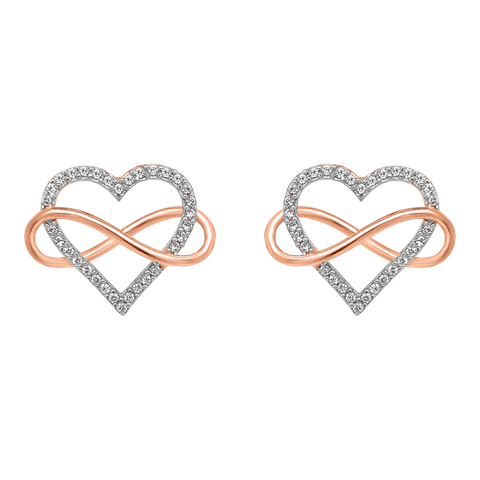 heart studs in rose gold
