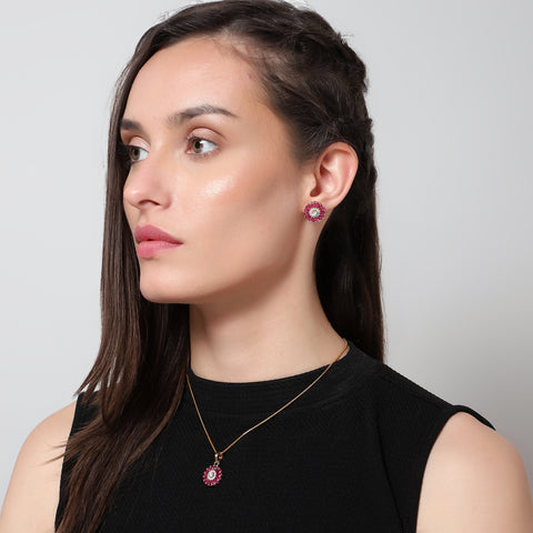 Naomi Pendant (Maroon Stone)