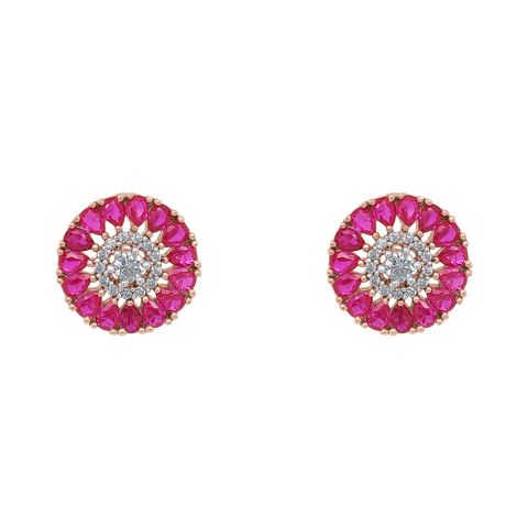 Naomi Stud Earrings (Maroon Stone)