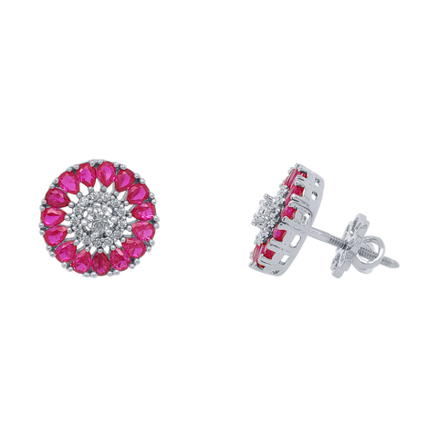 Naomi Stud Earrings (Maroon Stone)