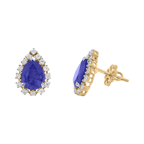 Eleganza Stud Earrings (Blue Stone)