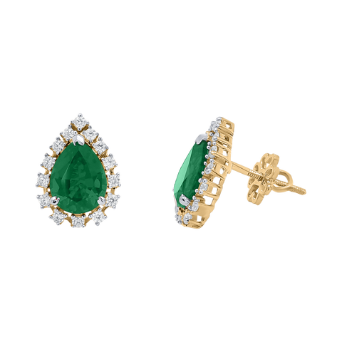 Eleganza Stud Earrings (Green Stone)