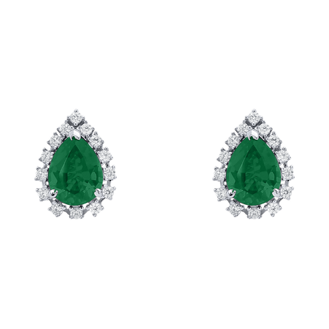 Eleganza Stud Earrings (Green Stone)