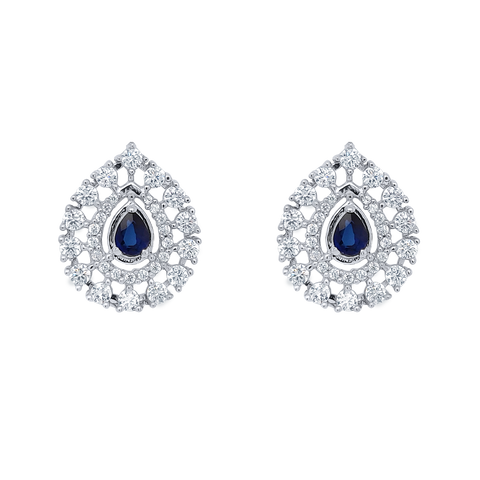 Clare Stud Earrings (Blue Stone)